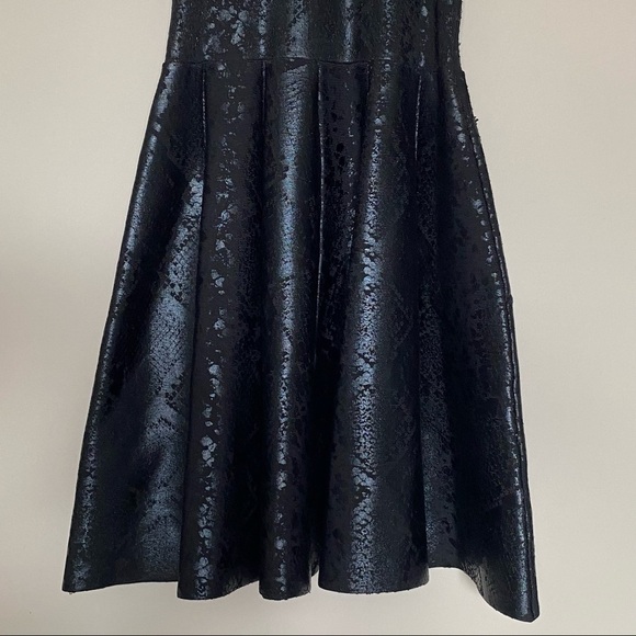 Parker Olida Black Coated Python Print Fit & Flare Sleeveless Dress, size XS - Picture 4 of 16